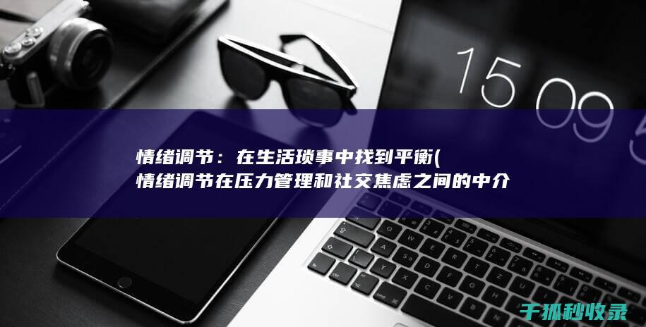 情绪调节：在生活琐事中找到平衡 (情绪调节在压力管理和社交焦虑之间的中介作用本文)